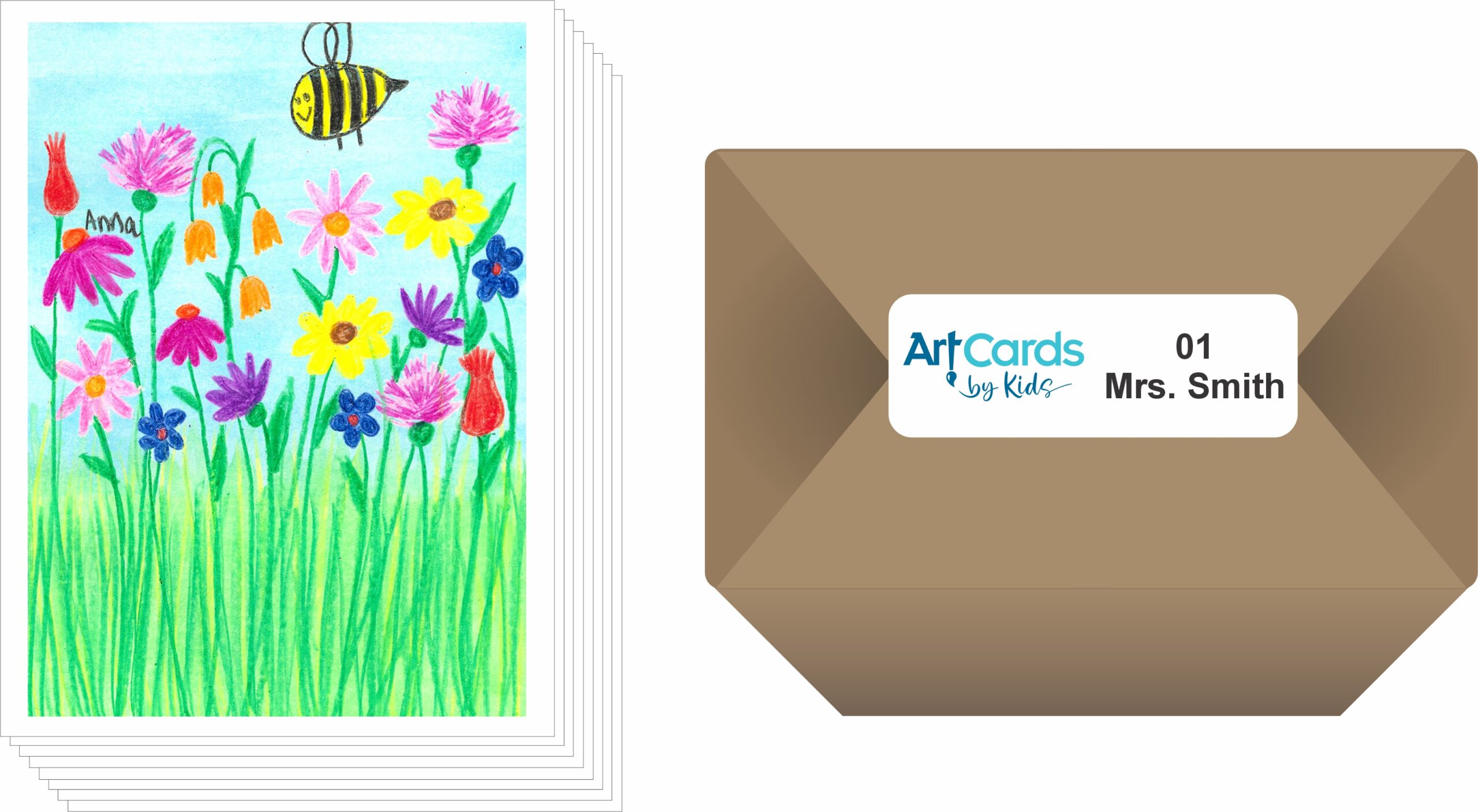 How the fundraiser works. Parents place orders online through the Art Cards by Kids website. We ship  the products to the school and the school distributes the product to families. 